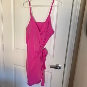 Elegant Pink Wrap Dress